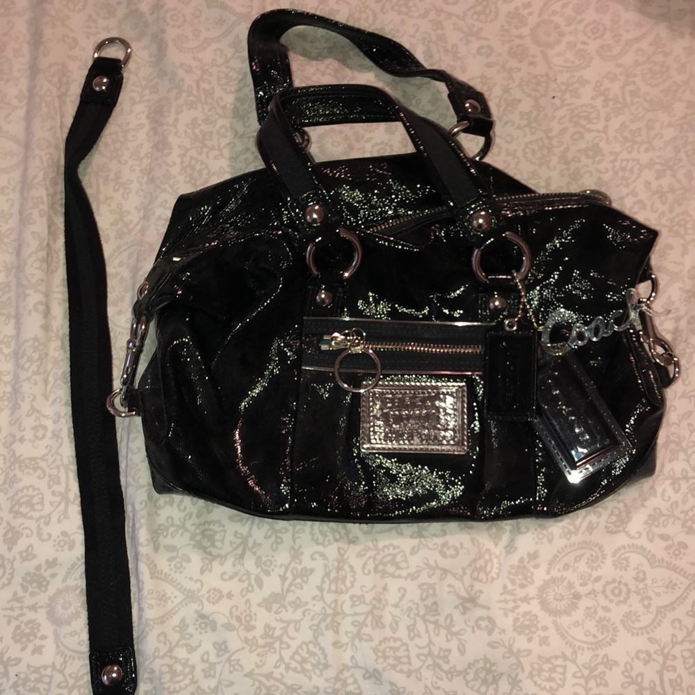 Black patent leather authentic Coach Poppy bag!